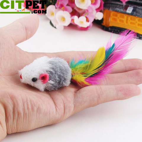 10pcs/ lot Soft Fleece False Mouse Cat Toys Colorful Feather for Cats Kitten