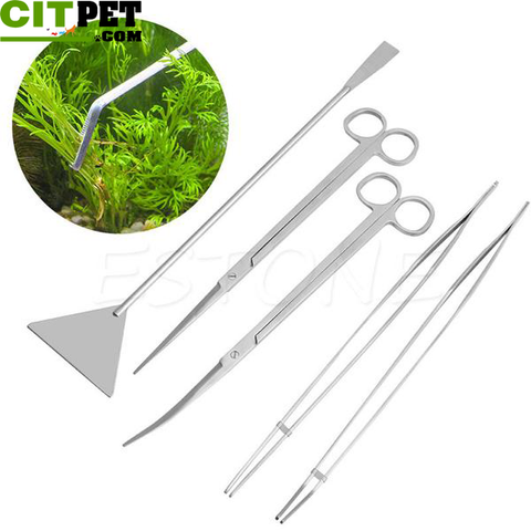 3/5pcs Aquarium Maintenance Tools Kit Tweezers Scissors For Live Plants Grass