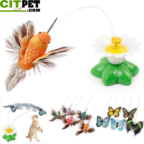 Electric Rotating Butterfly Bird Steel Wire Cat Teaser For Pet Kitten Toys