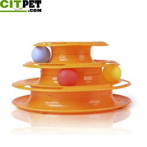 Cat Toys Intelligence Three Level Tower with Triple Play Disc Balls