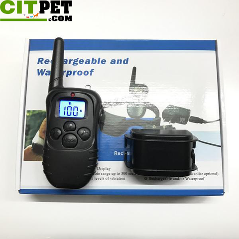 LCD 100LV 300M Remote Shock Vibrate Bark Stop Collar For One Dog E998DR-BL-1
