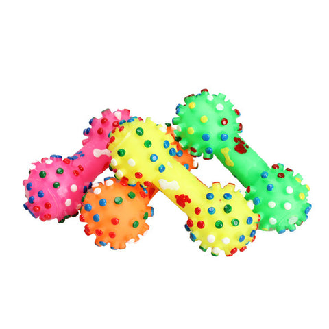 Dog Toys Colorful Dotted Dumbbell Shaped Dog Toys Squeeze