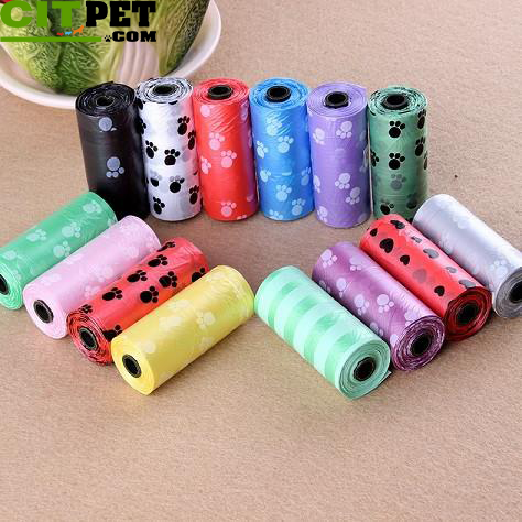 Hot Sale 10Roll=150PCS Degradable Pet Dog Waste Poop Bag With Printing Doggy Bag