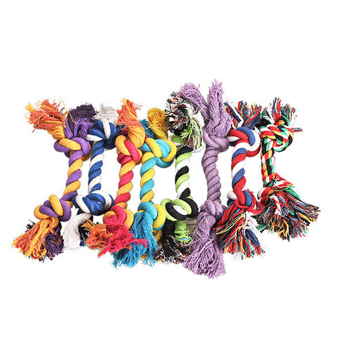 Fashion Cute Pastel Knot Cotton Rope Bone Chew Tug Toy For Pet Dog