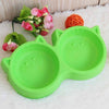 Pet Products Plastic Cat Face Double Bowl Tableware Pet