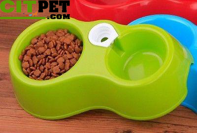 Plastic Pet Dog Puppy Cat Automatic Water Food Dispenser Dish Bowl Feeder