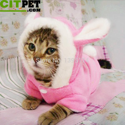 Warm Hooded Coat Fleece Rabbit Outfit Clothing for Cats