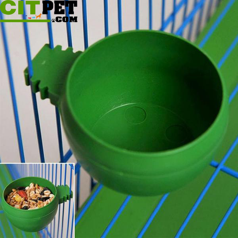 Plastic Round Bird Parrot Aviary Pet Cage Water Food Feeder Feeding Bowl
