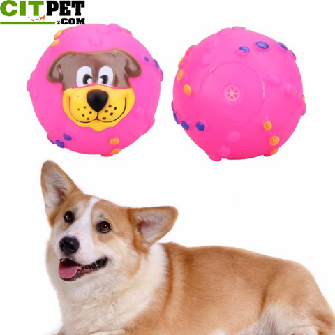 Dog Toys Soft Rubber Dog Face Chew Squeaker Squeaky Toys