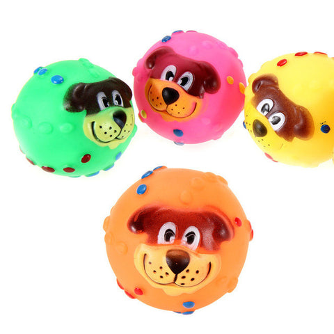 Dog Toys Soft Rubber Dog Face Chew Squeaker Squeaky Toys