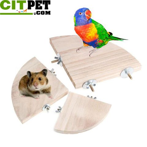 Pet Parrot Wood Platform Stand Rack Toy Hamster Branch Perches For Bird Cage