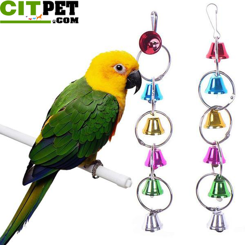 Parrot Bird Toys Metal Ring Bell Hanging