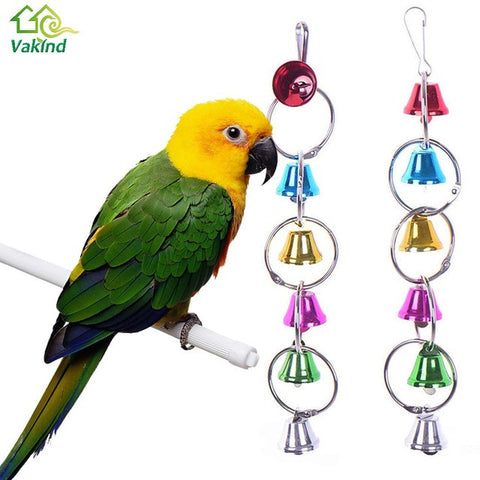 Parrot Bird Toys Metal Ring Bell Hanging