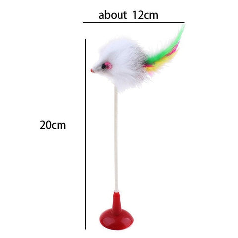 1 pcs Pet Cat Toys Feather False Mouse Bottom Sucker 20cm 2017