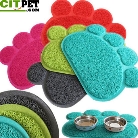 Dog Paw Shape Cup Pet Dog Puppy Cat Feeding Mat Pad Bed