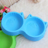 Pet Products Plastic Cat Face Double Bowl Tableware Pet