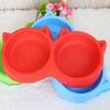 Pet Products Plastic Cat Face Double Bowl Tableware Pet