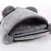 Grey Mouse Shape Bed For Small Cats Dogs Cave Bed Removable Cushion