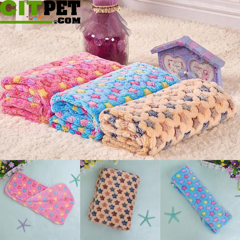 Cute Floral Star Print Pet Warm Mat Cat Dog Puppy Fleece Soft Blanket Beds Mat