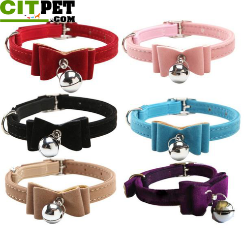 Cat Collar Kitten Velvet Bow Tie Elastic with Bell