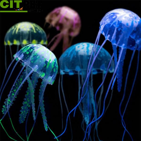 2017 Glowing Effect Fish Tank Decor Aquarium Artificial Silicone Vivid Jellyfish