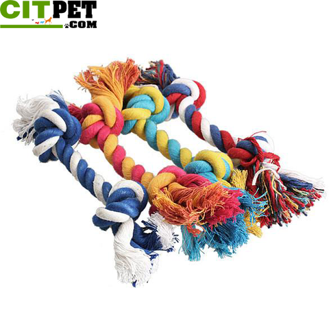 Dog Puppy Cotton Chew Knot Toy Durable Braided Bone Rope 15CM