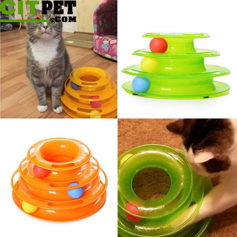 Three Levels Tower Disc Cat Pet Toy Intelligence Amusement Rides Shelf Tracks Usa Track 2017